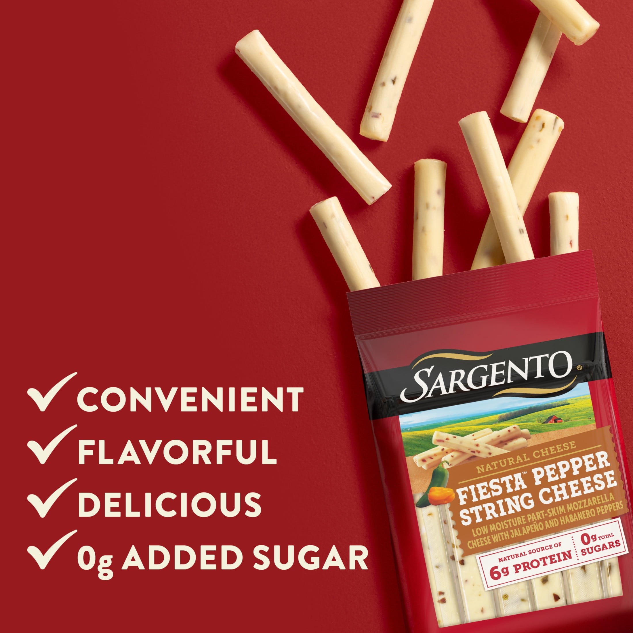 Sargento® Fiesta™ Pepper String Cheese, 12-pack