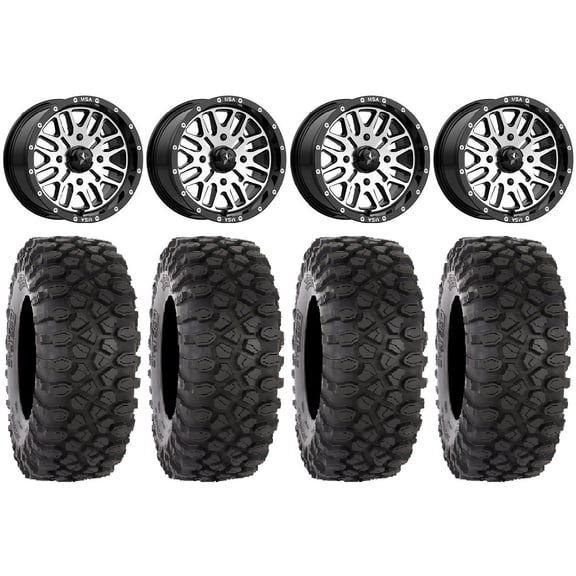 MSA Machined Brute 14" UTV Wheels 32" XC450 Tires Kawasaki Teryx Mule