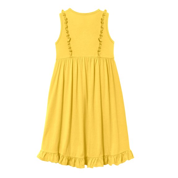 Made in USA Girls Soft Cotton Jersey Flutter Tank Dress | Yellow