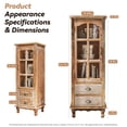 thumbnail image 2 of Shaiailed Natural Wood Storage Cabinet,Farmhouse Kitchen Pantry Cabinet with Decorative Glass Door & 2 Drawers,Narrow Sideboard Cabinets,Wooden Storage Cabinet for Living Room, Bedroom, 2 of 9