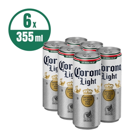 Cerveza clara Corona Light 6  latas de 355 ml c/u