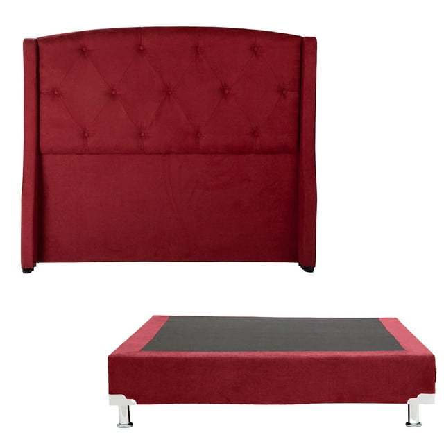 Box Base Cama Matrimonial + Cabecera Zefyr Rojo Dicasa Red