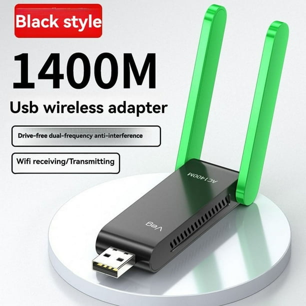 Receptor Wi-Fi 5G Adaptador Wi-Fi Bluetooth de Banda Dual Antena de Tarjeta de Red USB 3.0 Inalámbrica de 1400 M para PC/Computadora Portátil Win10
