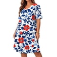 thumbnail image 6 of QUNYINEY Womens Summer Casual Dresses Short Sleeve Midi Plus Size Independence Day A Line Dress with Pockets Patriotic Loose Fit V-Neck Dresses, 6 of 8