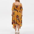thumbnail image 4 of IROINNID Deals Cocktail Dress for Women Wedding Guest Plus Size Floral Printed Short Sleeve V-Neck Cold Shoulder Sling Dresses Cocktail Dress,Yellow, 4 of 8