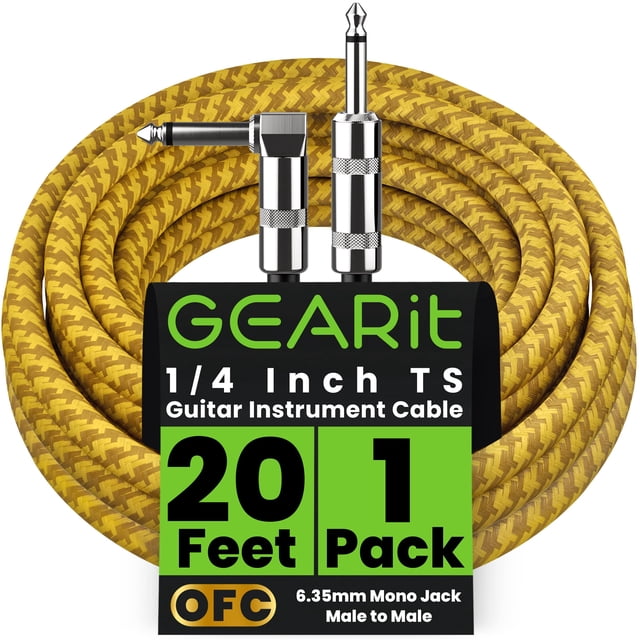 Cable para Instrumento GEARit 6.35 mm TS 6 m Marrón y Amarillo