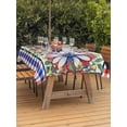 thumbnail image 3 of Outdoor Tablecloth with Umbrella Hole for Patio/Picnic/Party/Camping, 4th of July Daisy Waterproof Table Cloth Rectangle Table Cover Washable, Patriotic Floral Red Blue Plaid (54"x 80"), 3 of 8