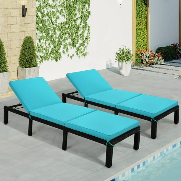 Piscis Double Chaise Lounge Chairs With Cushion Outdoor For Backyard Outside Yard Patio Pool Com Piscis Double Chaise Lounge, Double Chaise Lounge Chair Cover