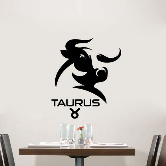 Taurus Bull Beautiful Emblem Symbol Earth Sign Horoscope Astrological Chart Zodiac Signs Vinyl Wall Art Sticker Wall Decal For Home Room Wall Office Living Room Wall Decoration Decal Size(40x35 inch)