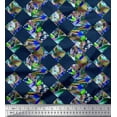 thumbnail image 1 of Soimoi Rayon Fabric Artistic Floral & Check Geometric Printed Fabric 1 Yard 42 Inch Wide, 1 of 1
