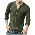 thumbnail image 2 of Awdenio Mens Distressed Henley Shirts Front Placket Retro Long Sleeve Tee Shirts Button Down T-Shirts for Men, 2 of 6