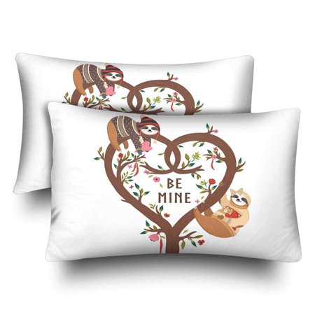 Gckg Funny Sloth Love Heart Shaped Tree Be Mine Pillow Cases