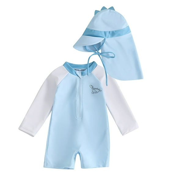 MEZZALL Boys Swimwear Long Sleeve Dinosaur Rash Guard With Hood Sun UPF 50  Swimsuit For Baby Toddler Kids Beach Pool Swimming Infants Tropical Vacation Beachwear Boho / 0-3 Months