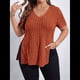 thumbnail image 5 of Blusas de Talla Grande para Mujer, Informales, con Cuello en V, Corta y Dobladillo Dividido, para Verano Color Naranja XXXL, 5 of 8