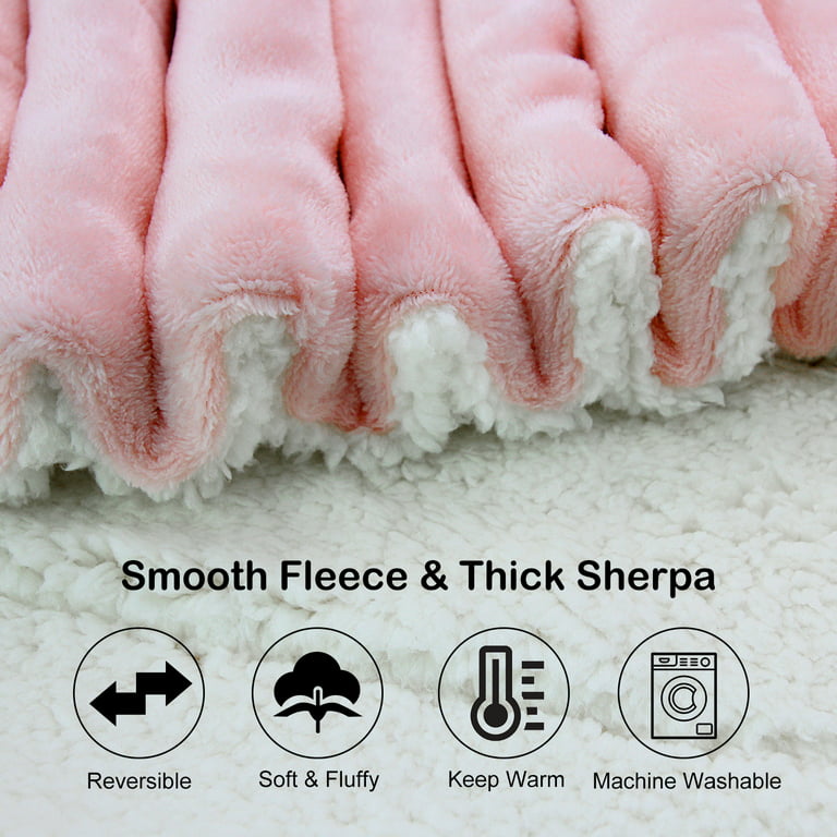 Sherpa Fleece Throw Blanket, Queen Size Soft Fuzzy Throw Blankets, Pink  Warm Blanket, Cozy Fluffy Comfy for Sofa, Couch, Bed, Camping, Travel, 90  x 90 