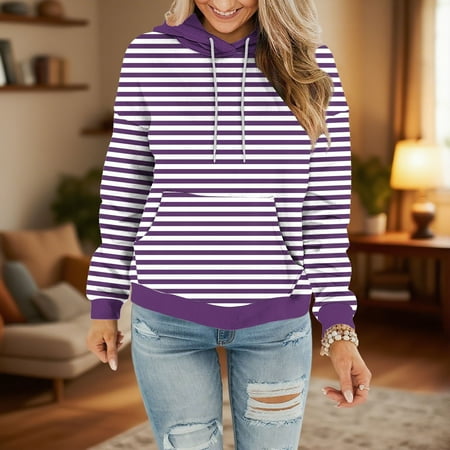 NaWent Womens Oversized Striped Color Block Sweatshirts Long Sleeve Crewneck Casual Loose Fitting Pullovers Tops Shirts Purple XXXL(XXXL)