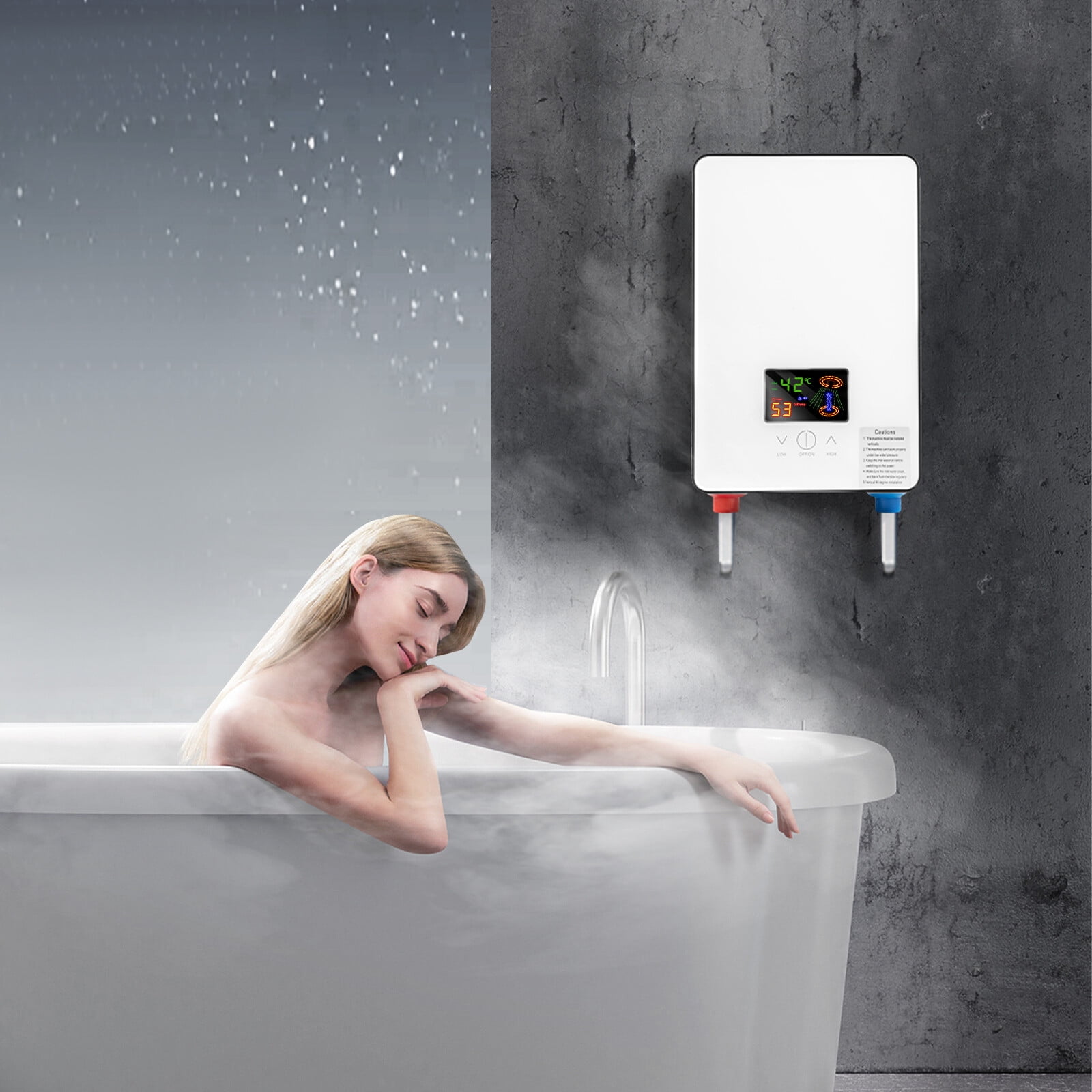 110V 4500W Whole House Electric Instant Tankless Water Heater with Shower Head On Demand Instant Hot Water Heater for Home RV Warehouse