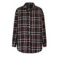 thumbnail image 4 of Winter Savings Clearance! Lindreshi Shackets for Women Fall Fashion Woman Long Sleeve T-Shirt Open Front Loose Outerwear Plaide Blouse Coat Tops, 4 of 6