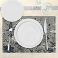 thumbnail image 3 of Ambesonne Navy Blue Place Mats Set of 4, Monochromatic Wildflowers, Standard Size, Coconut Dark Petrol Blue, 3 of 5