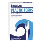 Angle View: Boardwalk Mediumweight Polystyrene Cutlery, Fork, White, 100/Box -BWKFORKMWPSBX