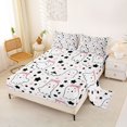 thumbnail image 2 of Homewish Happy Girly Halloween Ghost Queen Sheets,Pink Bow Dot Pattern Queen Sheet Sets,White Hot Pink Black,4-Piece,1 Flat Sheet,1 Fitted Sheet and 2 Pillowcases, 2 of 6
