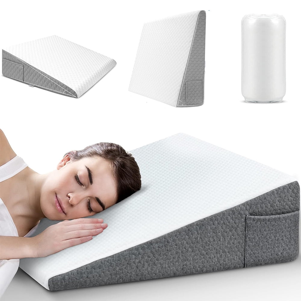 Bed Wedge Pillow Triangle Memory Foam Support Pillow with Soft Top for Sleeping Leg Elevation Back Support