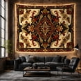 thumbnail image 6 of Ornate Diamond Medallion in Cream Field with Crimson Scrolls, Mystical Folk Art for Art Lovers, Symmetrical Floral Wall Decor, Housewarming Gift, Tapestry Wall Hanging for Bedroom and Living Room, 6 of 7