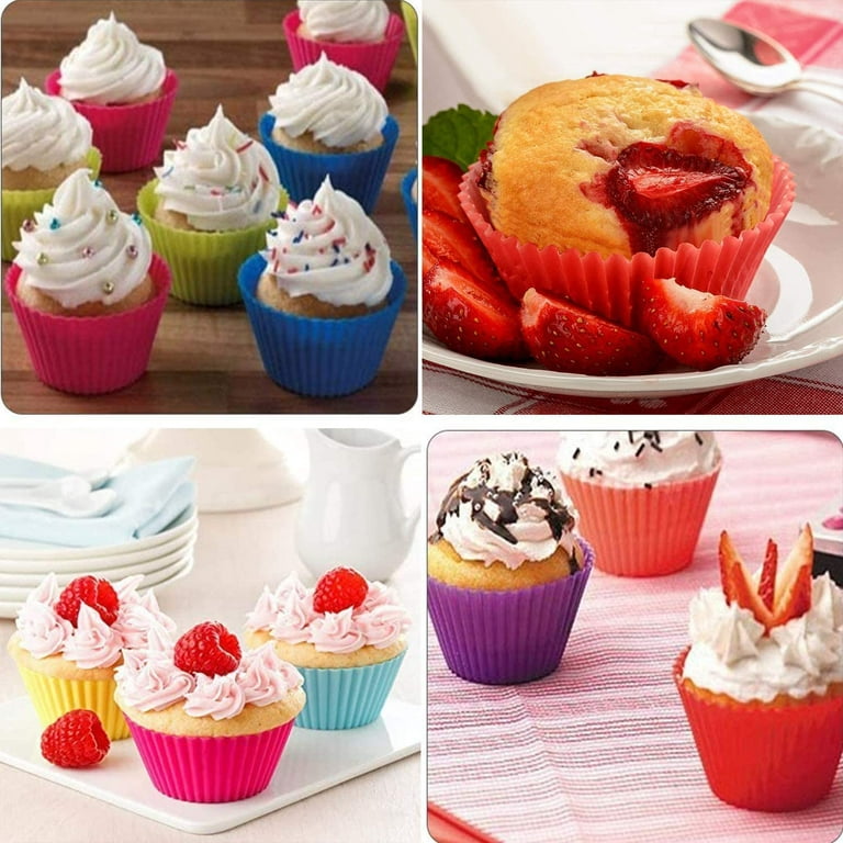 24 Pack Silicone Baking Cups Reusable Muffin Liners Non-Stick Cup Cake  Molds Set Cupcake Silicone Liner Standard Size Silicone Cupcake Holder  Reusable