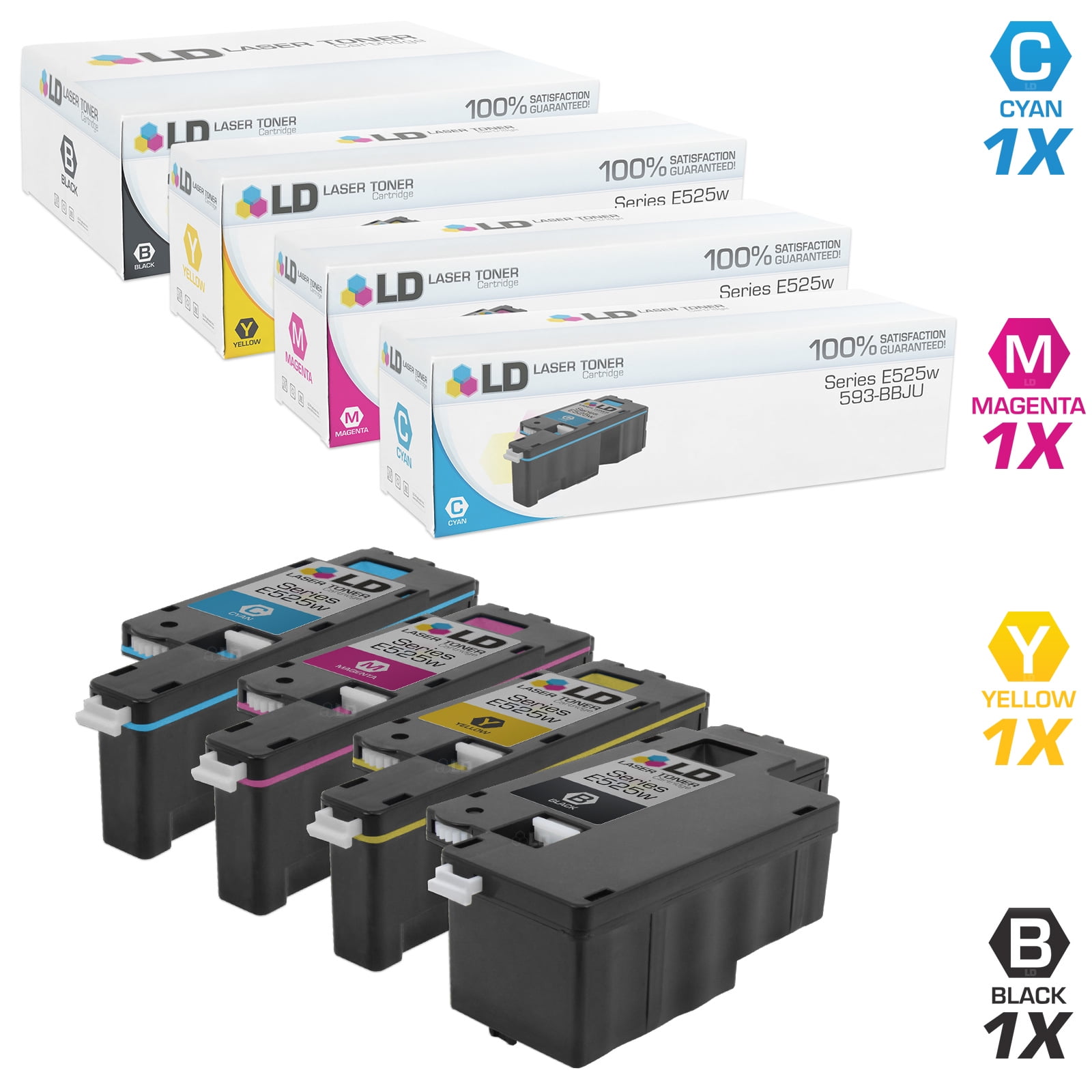 4 Pack Color Toner Cartridge Set for Dell E525w E525 Printer 