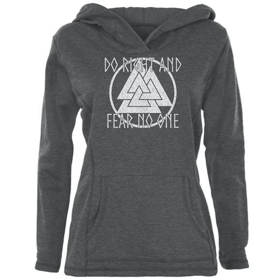 Do Right Fear No One Valknut Viking Odin Womens Pullover Hoodie Heather Dark Grey MD