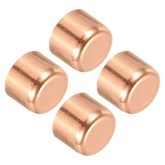 Uxcell 3/4 Inch ID Copper Pipe End Cap, 4 Pack Copper Fitting Cap Sweat Plug Solder Connection for HVAC, Air Conditioner
