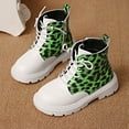thumbnail image 2 of Ticikt Kids Leopard Print Ankle Boots, Lace Up Side Zipper Platform Non Slip Fashion Short Boots,White, 2 of 9