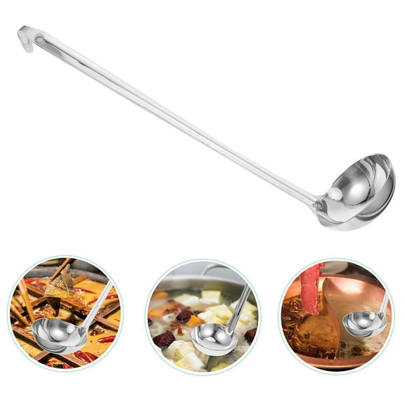 DRAFIDEEP Stainless Steel Soup Ladle with Long Handle and Hook for Kitchen Use Silver 12 oz