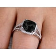 thumbnail image 5 of Cushion Cut 10k White Gold 2.30 Carat Black Diamond Moissanite Engagement Ring Anniversary Ring HALO, 5 of 5