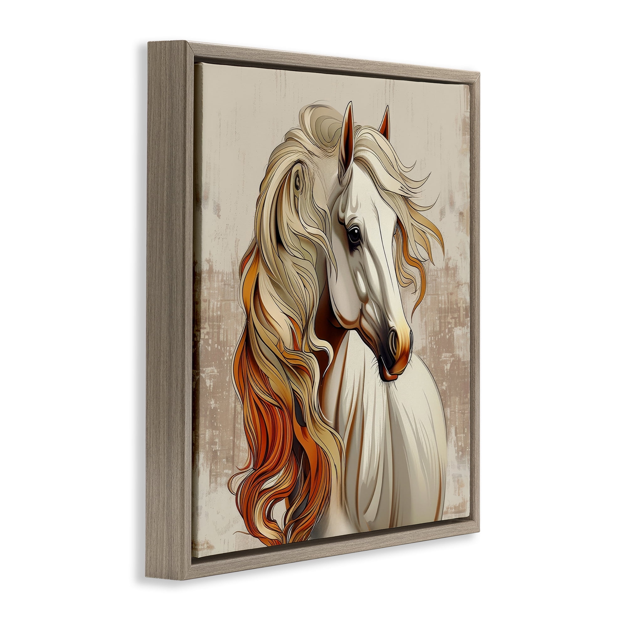 Stupell Industries Elegant Wavy Horse Mane Animals Painting Brown Floater Framed Canvas Art Print Wall Art, 25 x 25