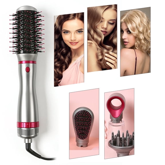 OCTMOM Hair Dryer Brush Set, 4 in 1 Negative Ion Hot Air Brush for Curling Drying Straightening , Gray