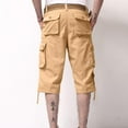 thumbnail image 4 of Cargo Pants for Men Cotton Solid Color Capris with Pockets Outdoor Work Hiking Capri Pants, 4 of 9