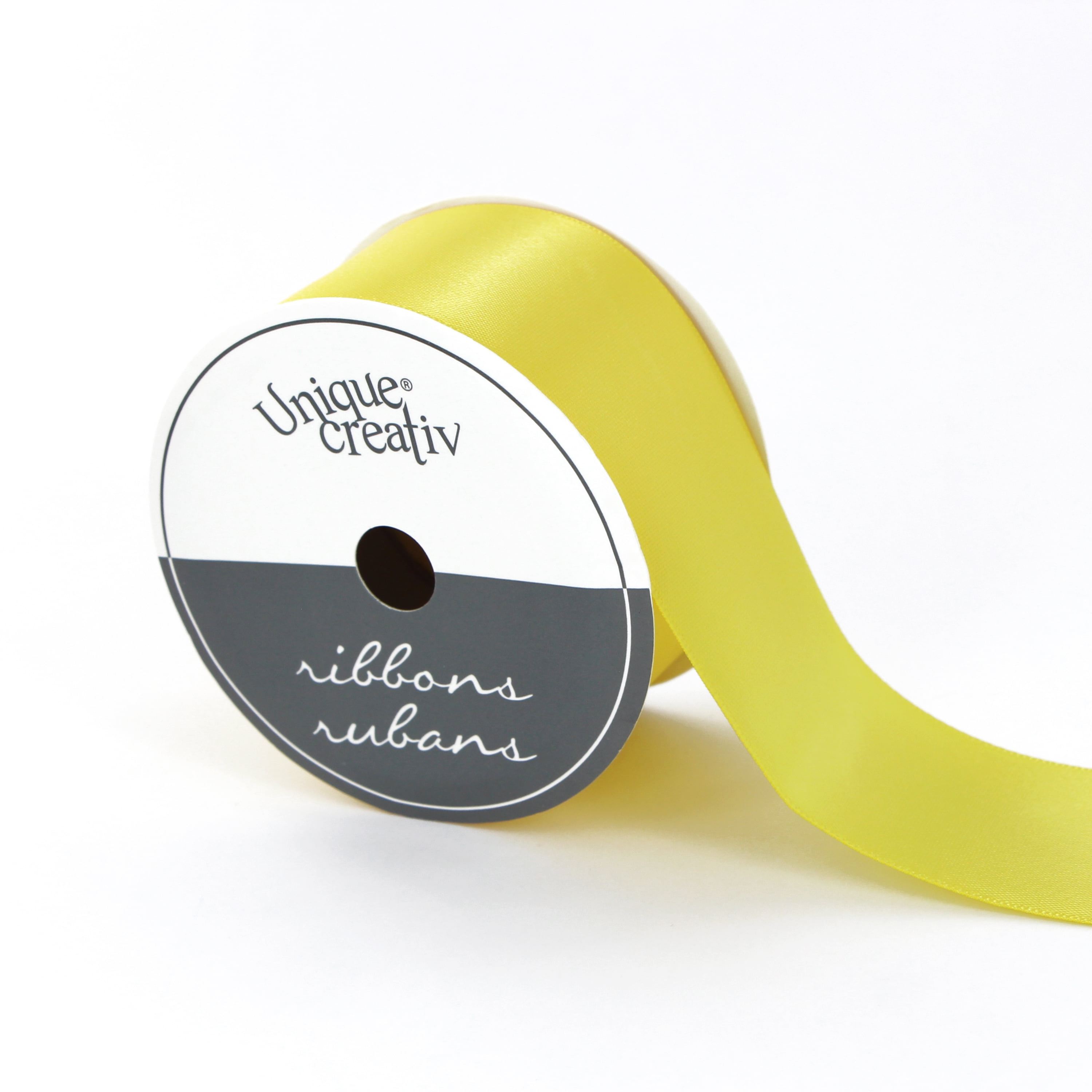 UNIQUE CREATIV, ruban, satin simple face, citron, 100 % polyester, 38 mm x 3,65 m (1½ po x 6 v)