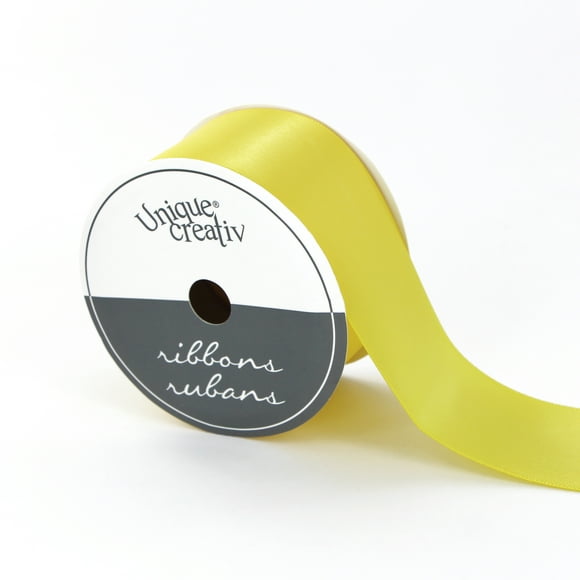 UNIQUE CREATIV, ruban, satin simple face, citron, 100 % polyester, 38 mm x 3,65 m (1½ po x 6 v)