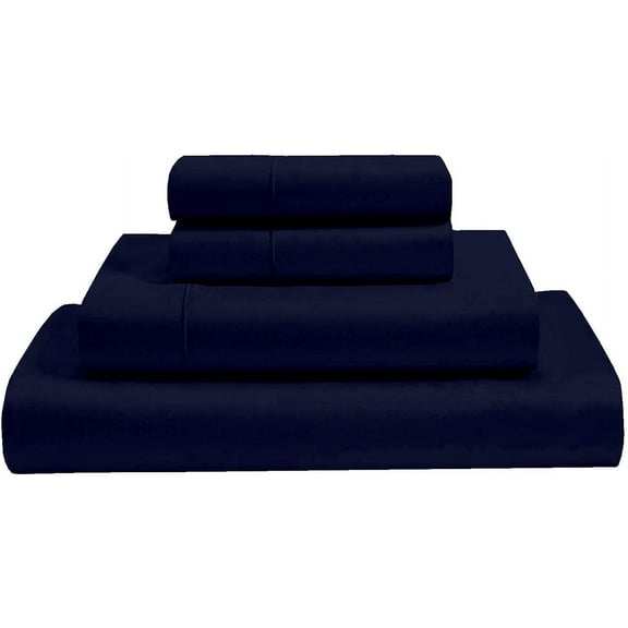 MyGiza Sheets 4 Piece Queen Sheet Sets 400 TC 100% Giza Cotton Indigo Sheet Set Fits Upto 18 inches Deep