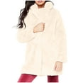 thumbnail image 1 of LSLJS Women Fashion Solid Pocket Color Jacket Plush Long Sleeves Lapel Coat, 1 of 7