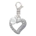 thumbnail image 2 of Delight Jewelry Silvertone Textured Open Heart - Silvertone Clip on Charm with Clear Crystal Drop, 2 of 4