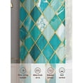 thumbnail image 5 of Teal Green Marble Sheer Curtains 2 Panels Set Gold Linen Argyle Geometric Abstract Stone Sheer Window Curtains Light Filtering Rod Pocket Voile Drapes for Bedroom Living Room 52"x63", 5 of 8