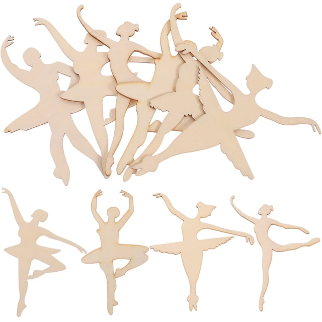 MasteelfCA 10pcs Assorted Wooden Chip Ballet Shape Wooden Slices Creative Dancing Tutorial Handcraft Accessary Graffiti Wooden Pieces Ornament Wood Cutouts Decoration Student Diy Material