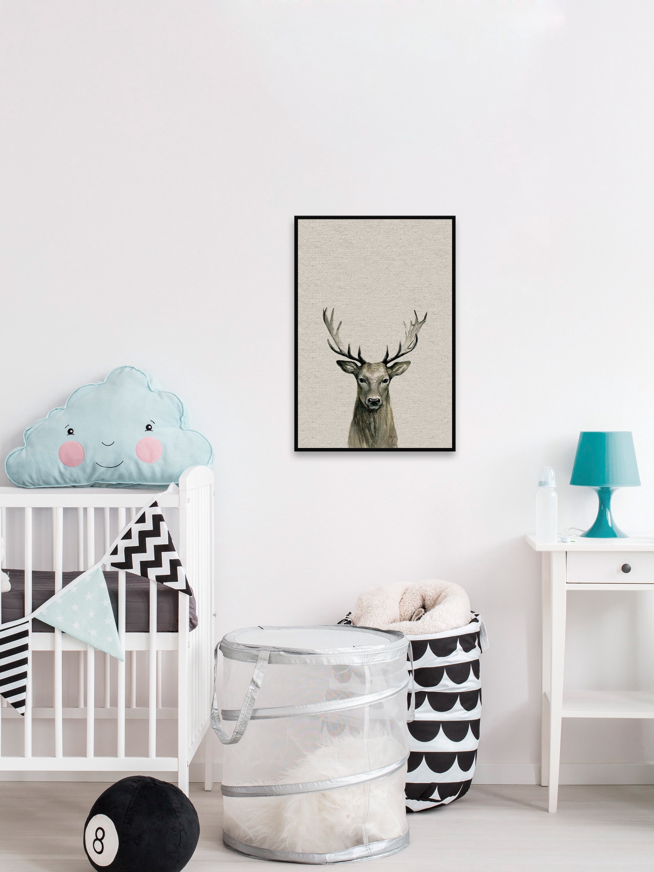Staring Buck II Floater Framed Painting Print on Canvas