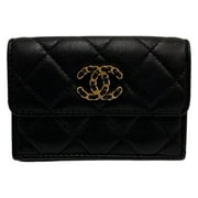 Pre-Owned CHANEL Chanel Matelasse Chain Coco Small Flap Wallet Lambskin Leather Genuine Trifold (Good)