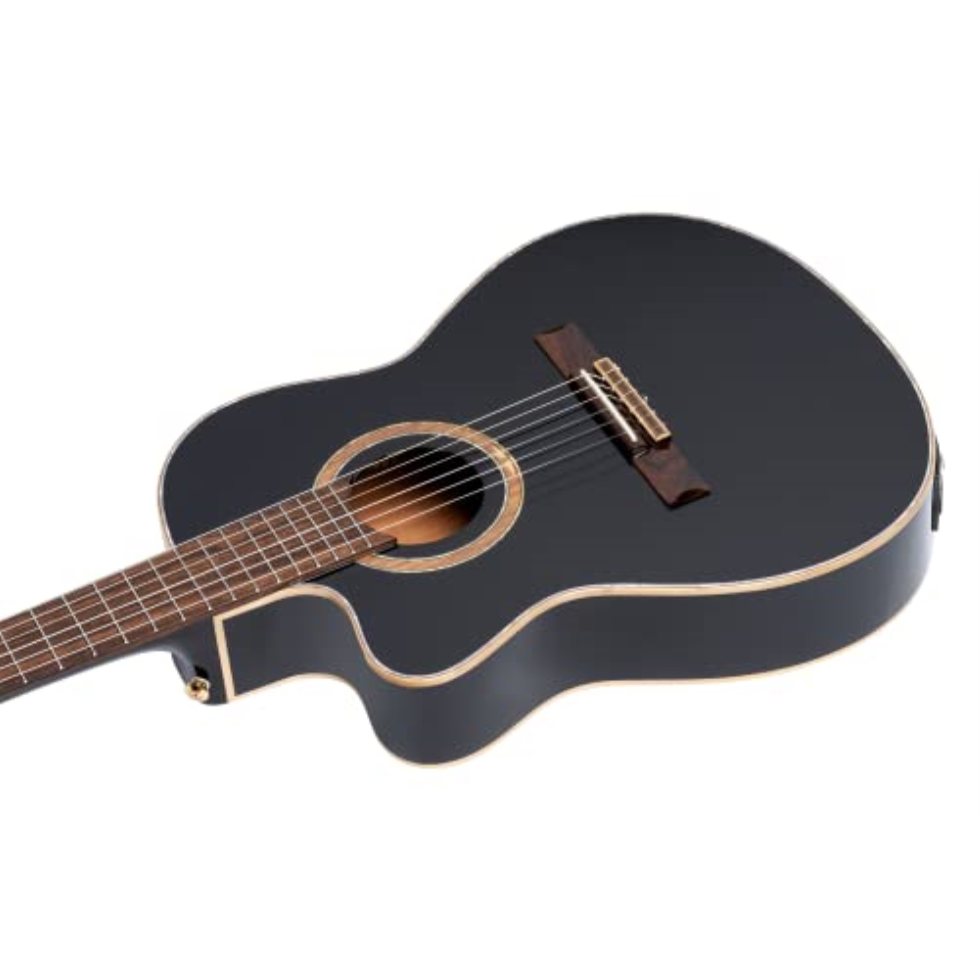 Ortega Performer Series RCE138-T4BK-L Thinline Acoustic Electric Nylon Guitar Black