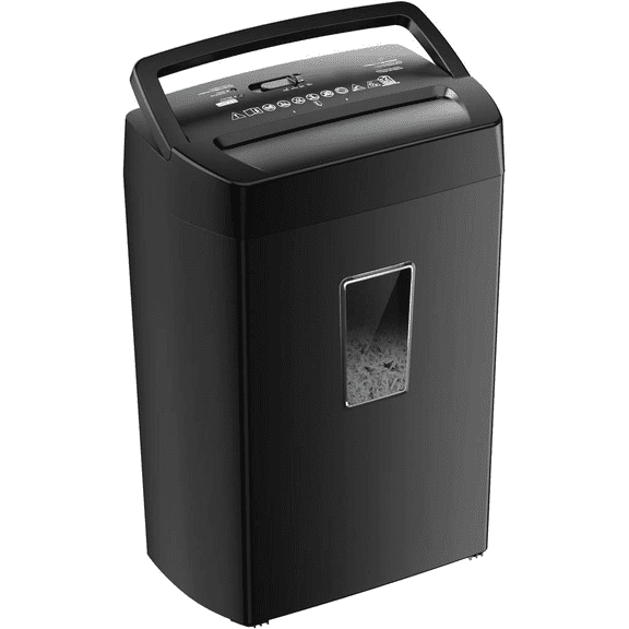 12-Sheet Cross Cut Paper Shredder, 5.5 Gal, P-4 Security Level, for Paper Credit Cards Staples, Transparent Window, All Black Large