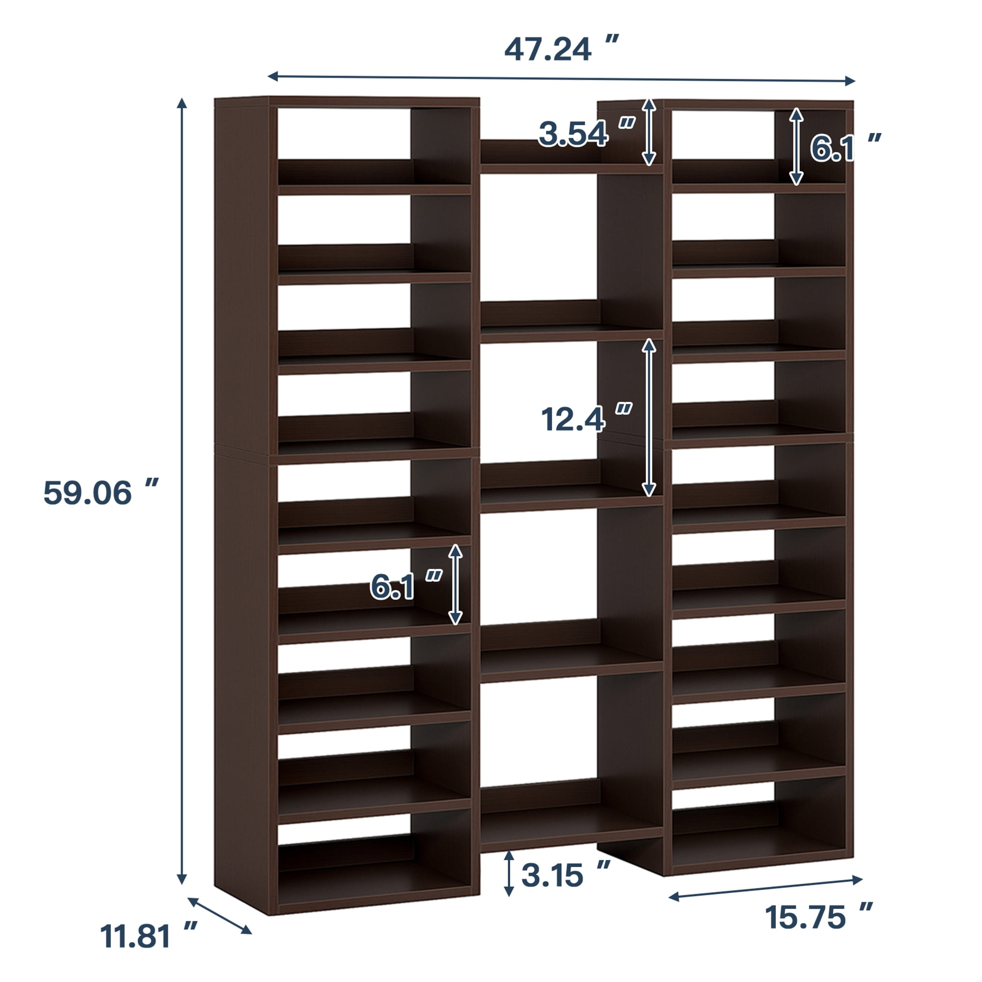 Demi Bonn Elegant Wooden Shoe Storage Cabinet, Space-Saving Solution with Cubbies for 23 Pairs, Freestanding Shoe Rack Organizer, Brown