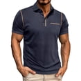 thumbnail image 2 of TAGOLD Mens Summer Short Sleeve Turndown collar Blouse & Shirt Solid Color Fake Pocket Top, 2 of 5